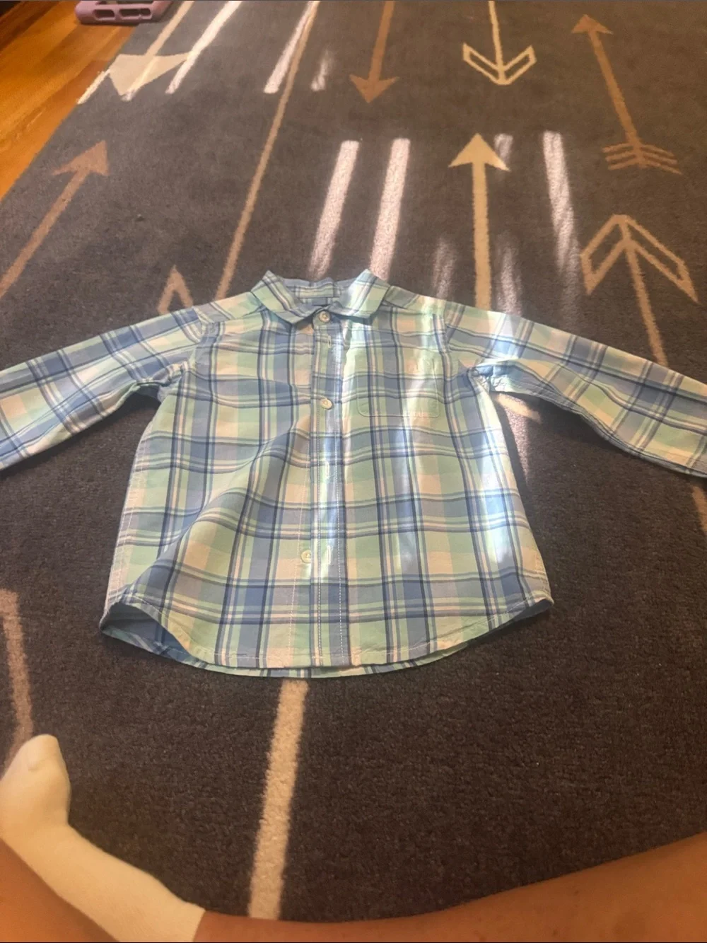 The Children's Place Blue and Green Plaid Button-Down Shirt